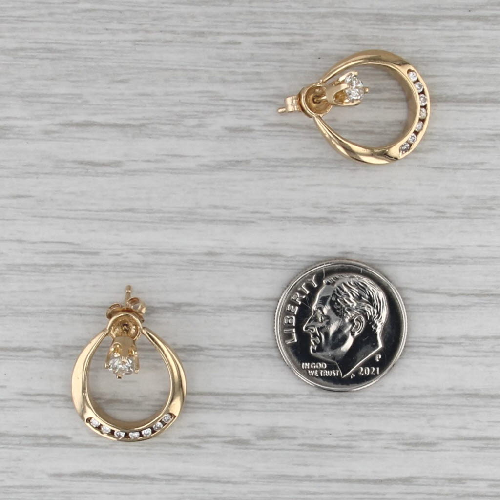 0.60ctw Diamond Stud Earrings w/ Jackets 14k Yellow Gold Convertible