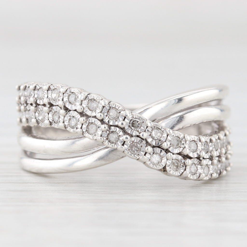 Light Gray Effy 0.25ctw Diamond Cross Over Ring Sterling Silver Size 7.25
