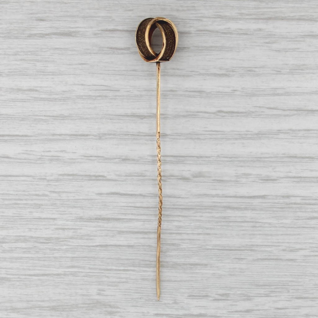 Victorian Linked Circles Stickpin 12k -17k Yellow Gold Antique Pin