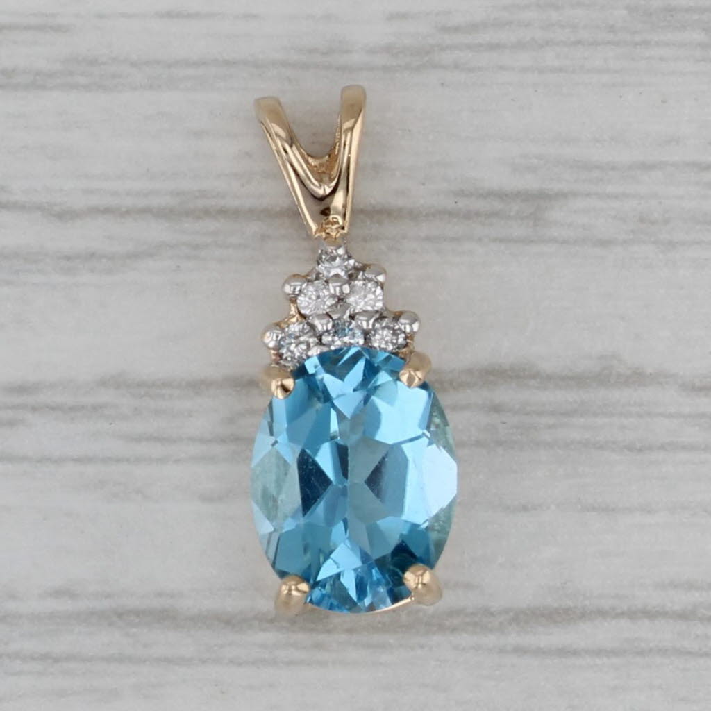 Gray 1.92ctw Blue Topaz Diamond Pendant 14k Yellow Gold