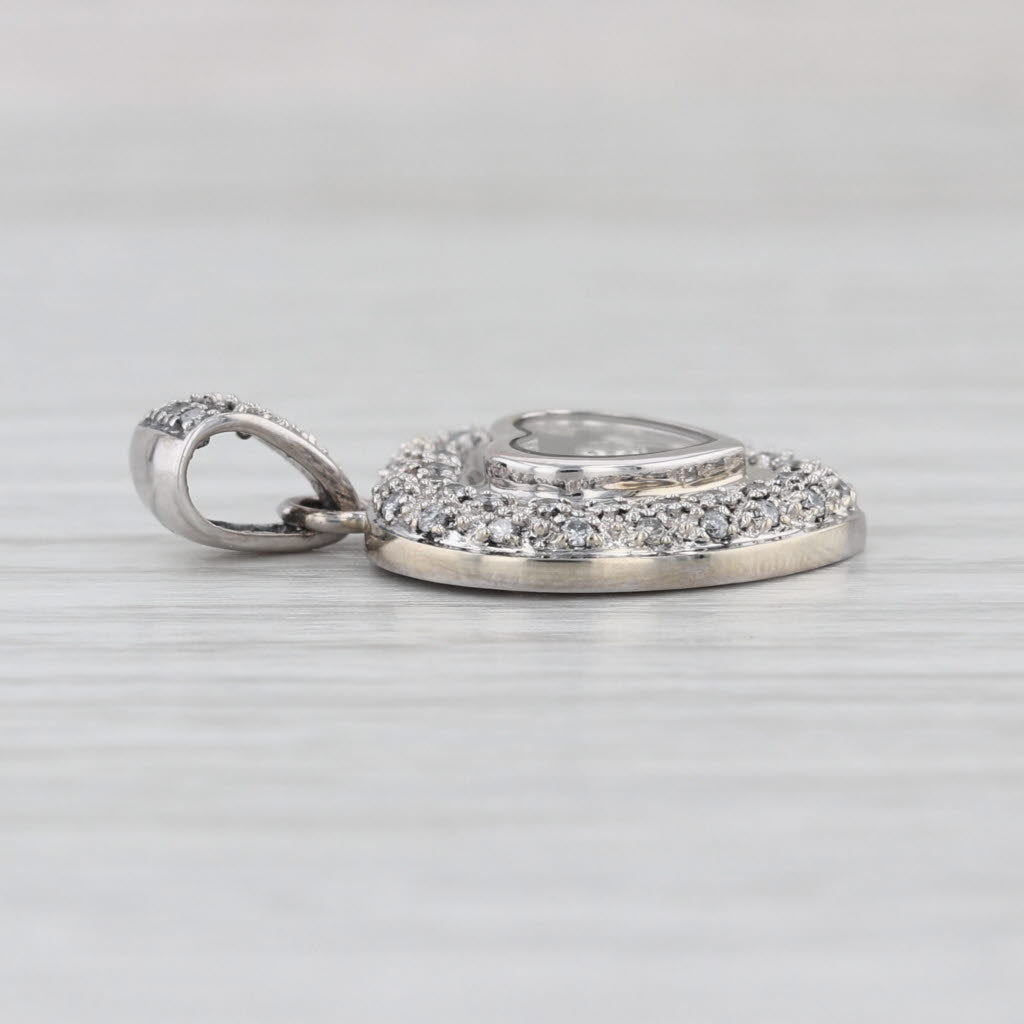 Floating Diamonds Display Pave Heart Pendant 18k White Gold