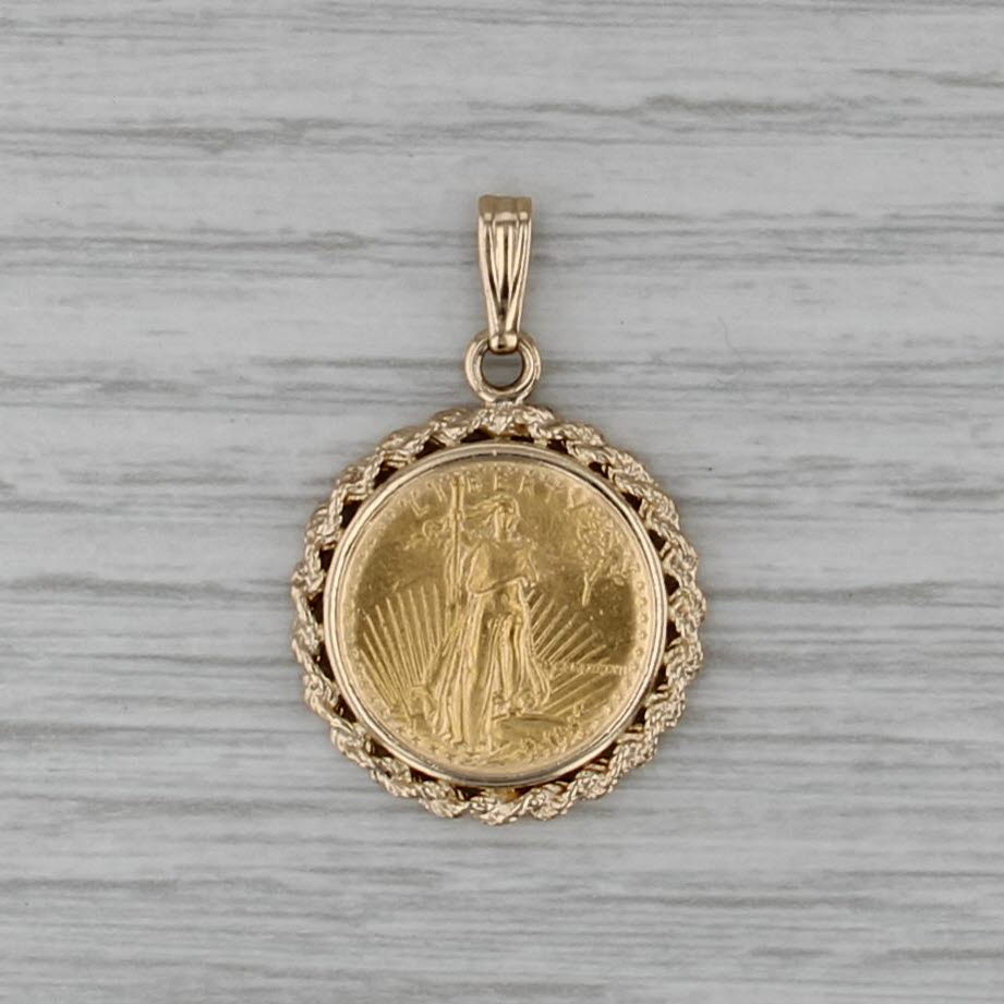 1987 1/10oz American Gold Eagle Gold Coin Pendant 22k 14k $5