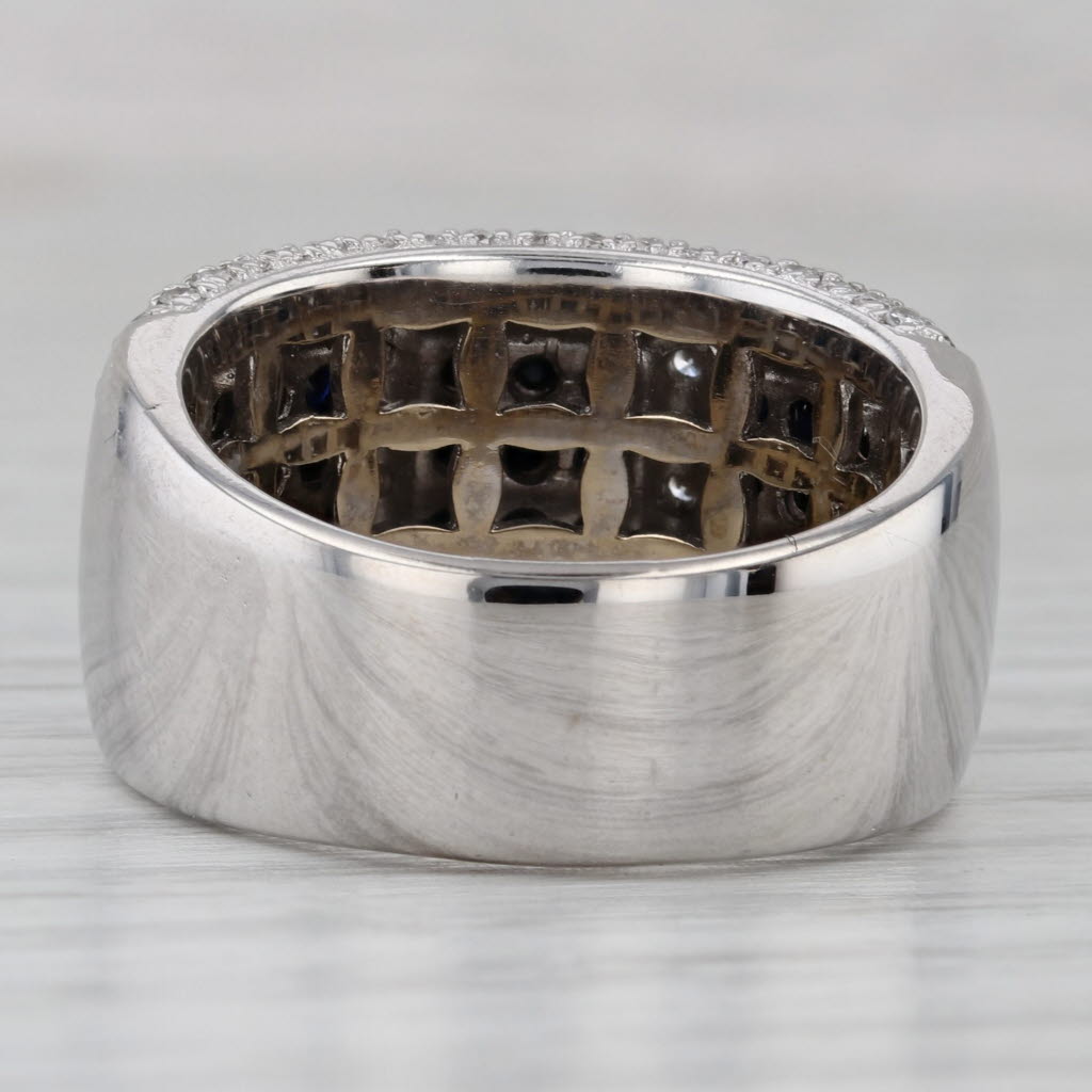 Gray 2.30ctw Pave Diamond Sapphire Cluster Ring 18k White Gold Size 8.5