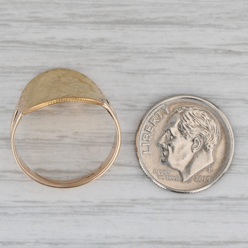 Authentic 1927 $2.50 Pressed US Coin Ring 10k 900 Yellow Rose Gold Siz