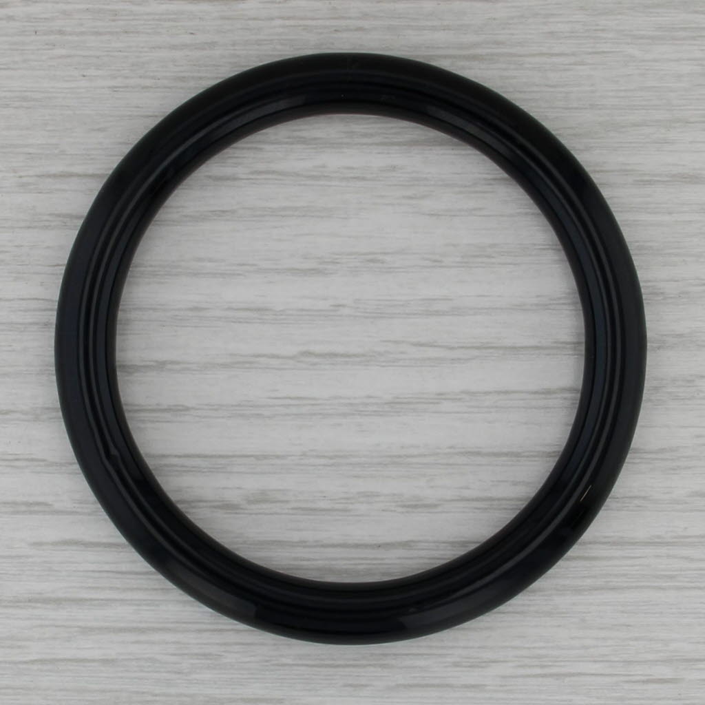 Vintage Black Glass Bangle Bracelet 7.25" 8.4mm
