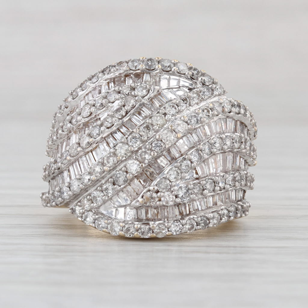 4.20ctw Diamond Cocktail Ring 14k Yellow White Gold Size 8 Overlay Bypass Design