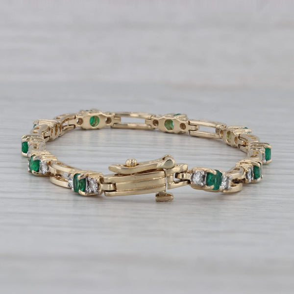 Gray 1.70ctw Emerald Diamond Bracelet 14k Yellow Gold 7" 3.9mm