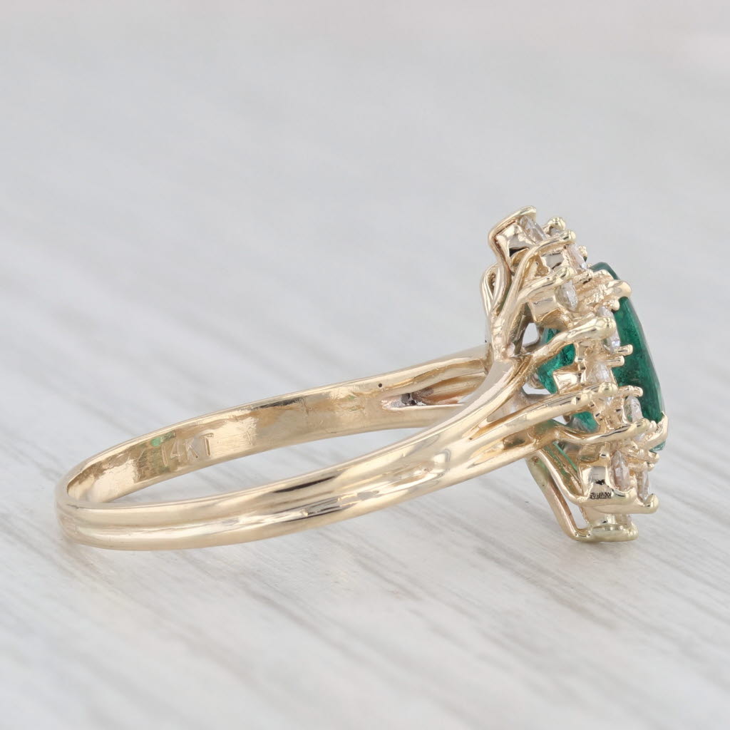 Light Gray 1.68ctw Oval Emerald Diamond Halo Ring 14k Yellow Gold Size 7.75 Engagement