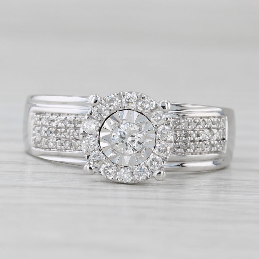 0.32ctw Diamond Engagement Ring 10k White Gold Size 7