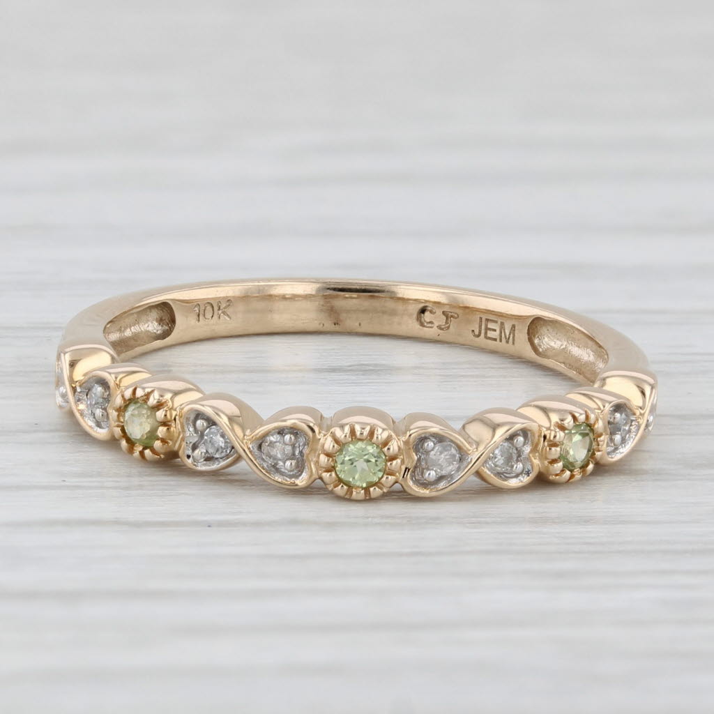 Light Gray New Peridot Diamond Stackable Ring 10k Yellow Gold Size 7 Band