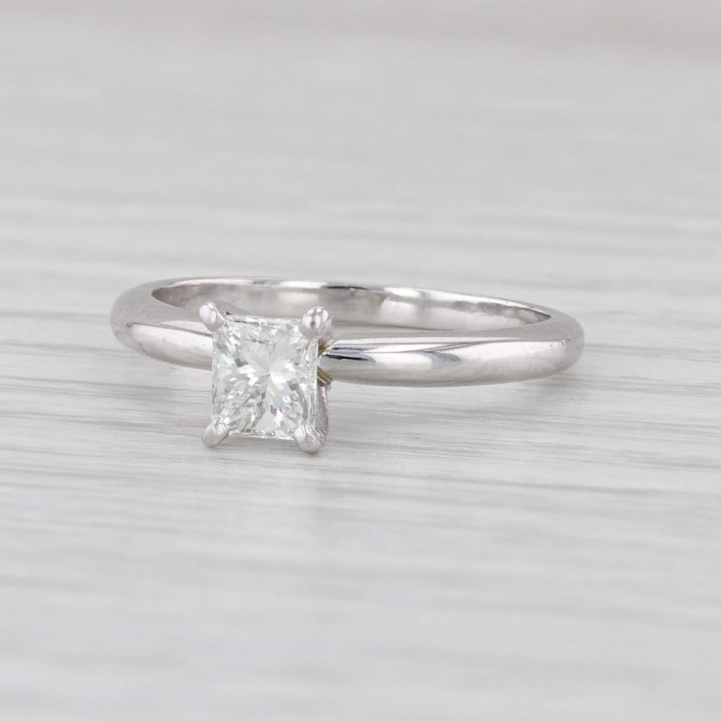 0.54ct Diamond Princess Solitaire Engagement Ring 14k White Gold Size 5.75