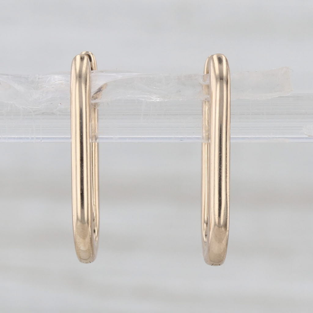 Oval Hoop Earrings 10k Yellow Gold Snap Top Hinged Hoops
