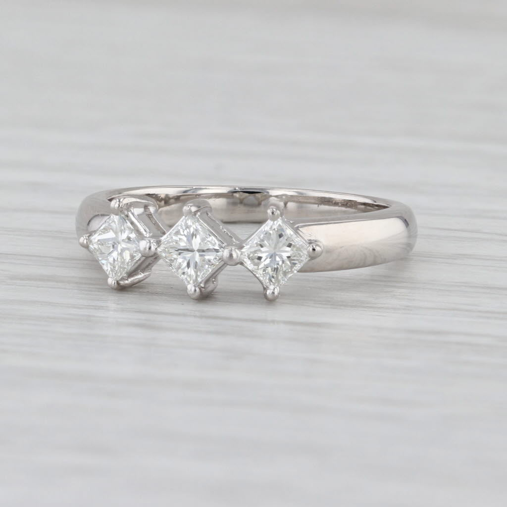 0.59ctw 3-Stone Diamond Ring 950 Platinum Size 6.5 Stackable