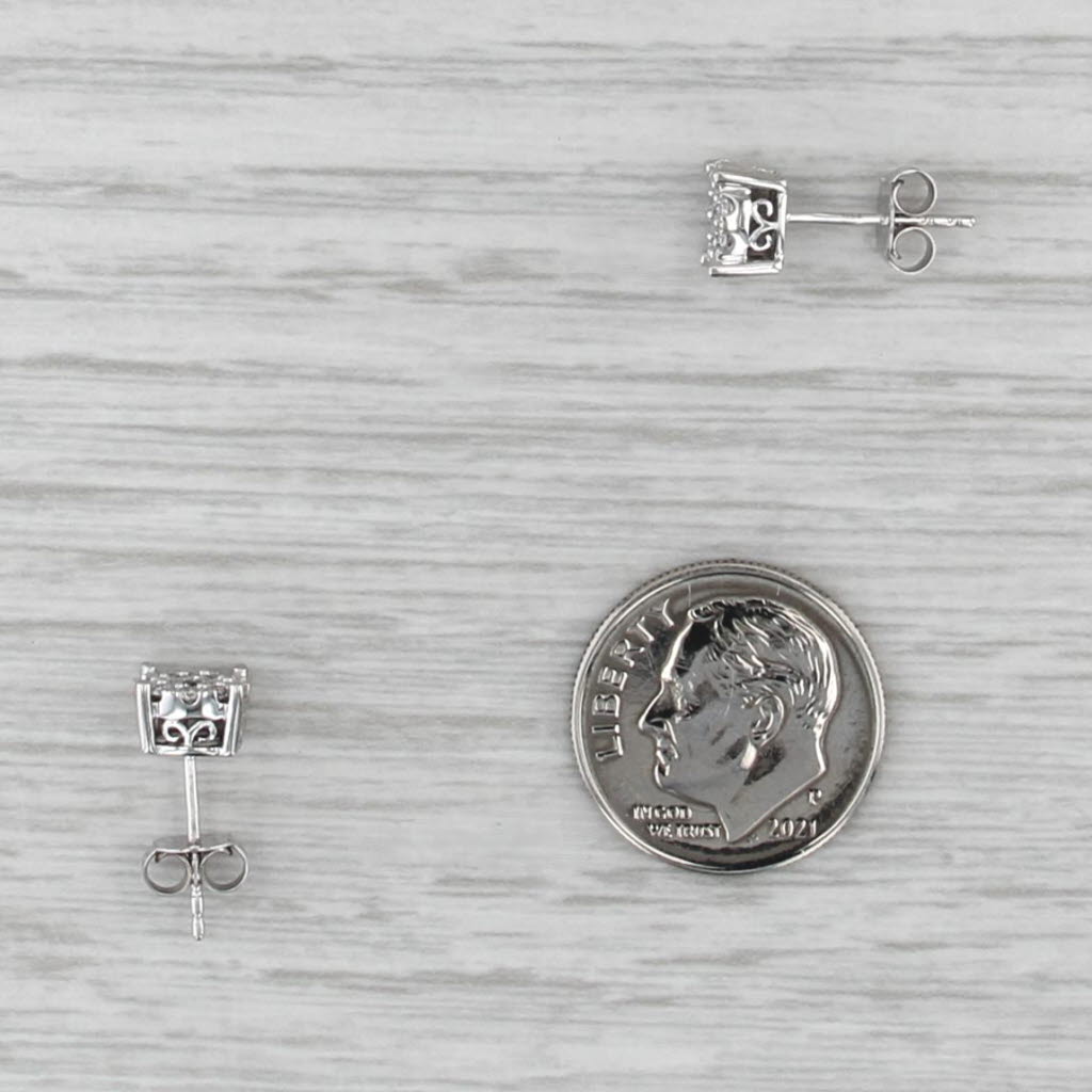 0.24ctw Diamond Halo Stud Earrings 14k White Gold Round Studs Butterfly Backs