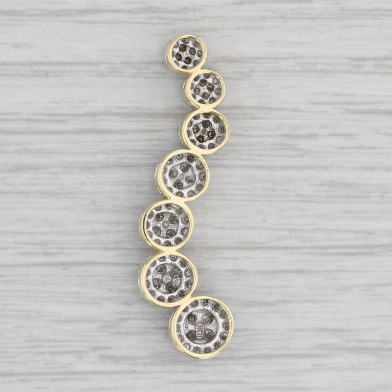 0.70ctw Diamond Clusters Journey Pendant 10k Gold Floating Drop