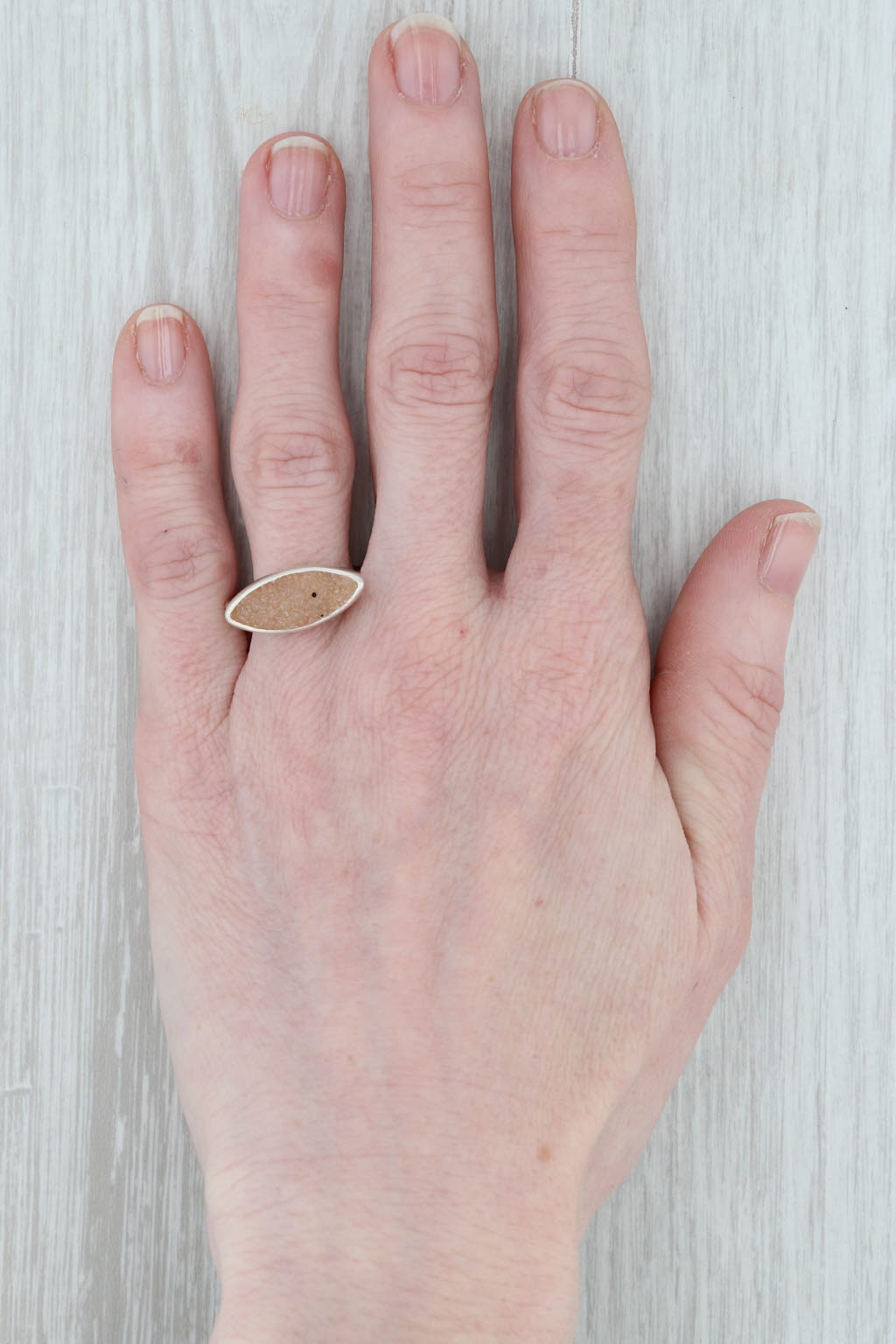 New Nina Nguyen Sand Druzy Quartz Ring Size 7 Sterling Silver Solitaire