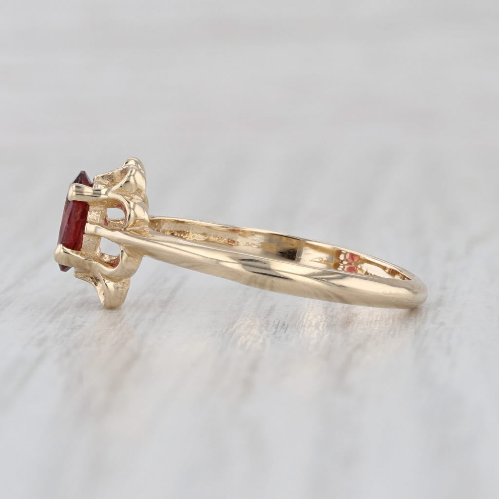 Vintage 0.88ct Oval Garnet Solitaire Ring 14k Yellow Gold Size 8.5