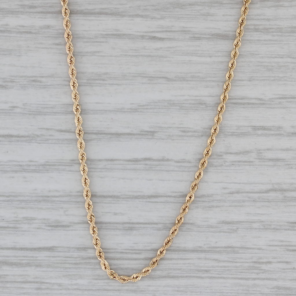 Gray Rope Chain Necklace 14k Yellow Gold 16" 1.6mm