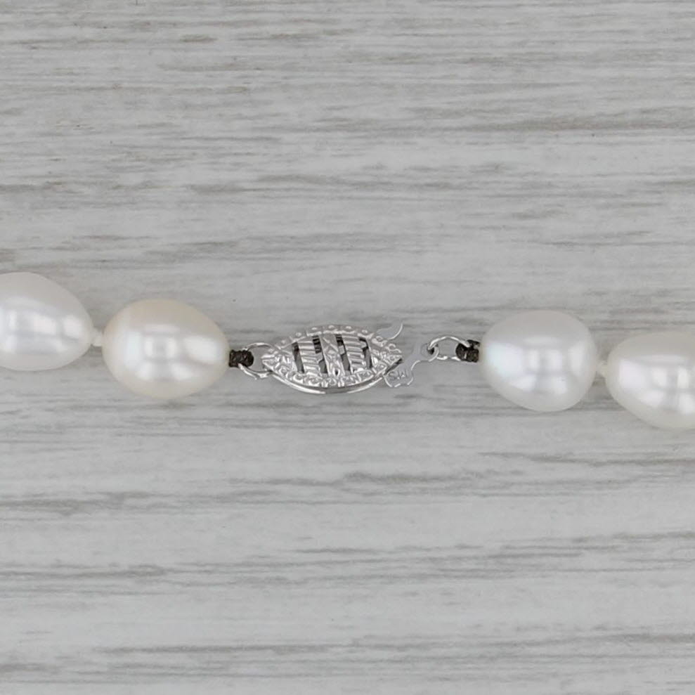 Cultured Pearl Strand Necklace 14k White Gold Clasp Single Bead Strand 18"
