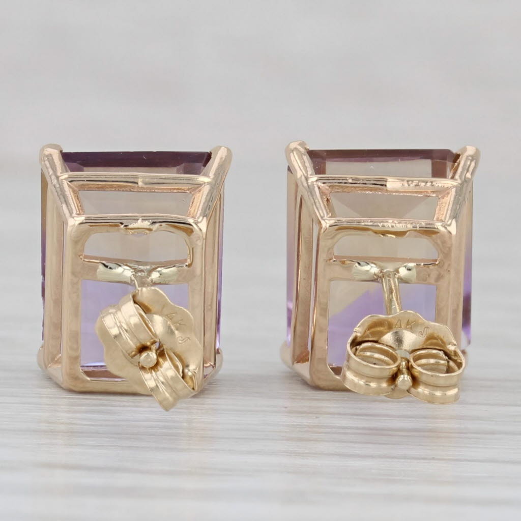 Gray Purple Yellow 6.20ctw Ametrine Stud Earrings 14k Yellow Gold Solitaires