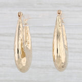 Light Gray Hammered Oval HoopEarrings 14k Yellow Gold Round Snap Top Hoops