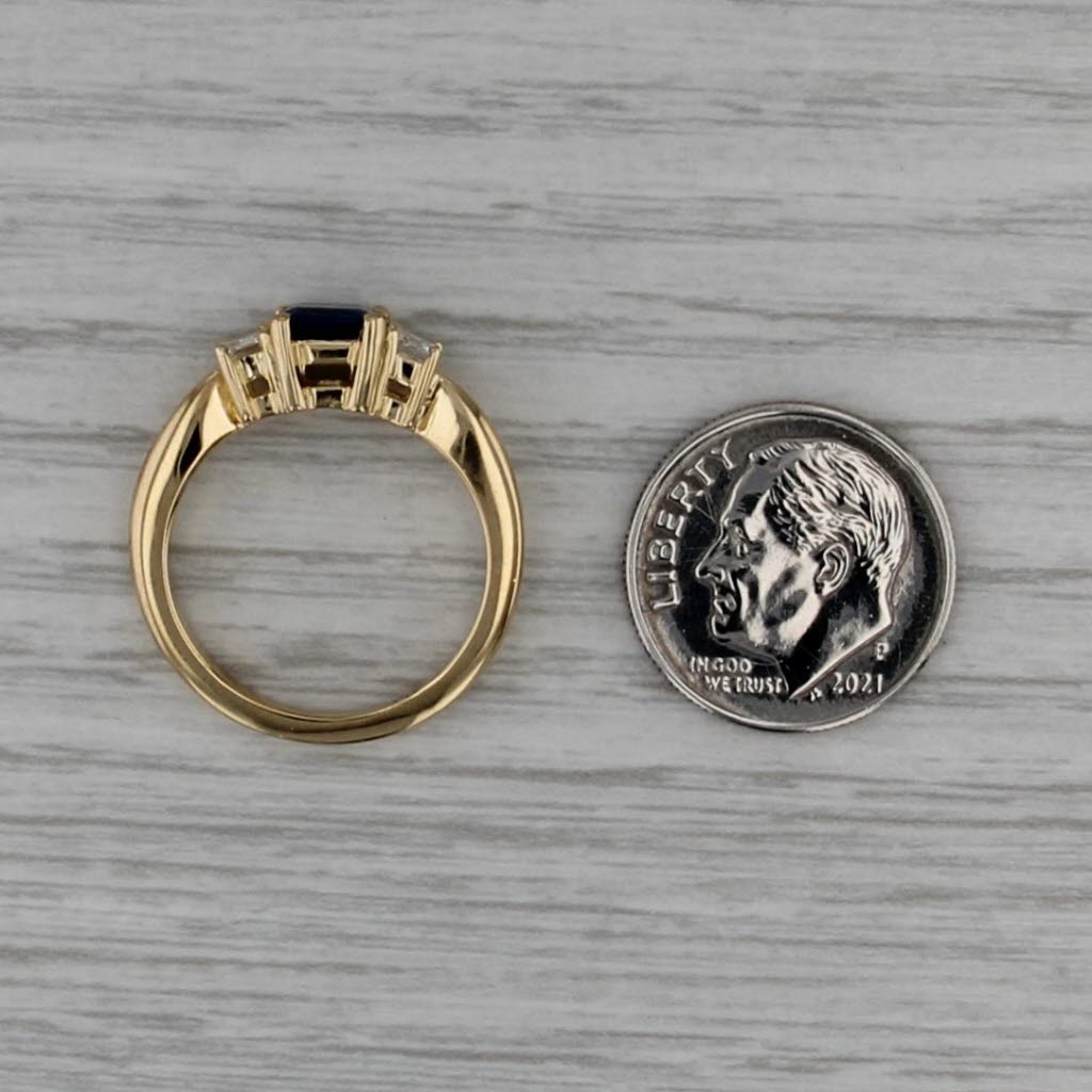 1.63ctw Emerald Cut Blue Sapphire Diamond Ring 18k Gold Size 6.25 Engagement