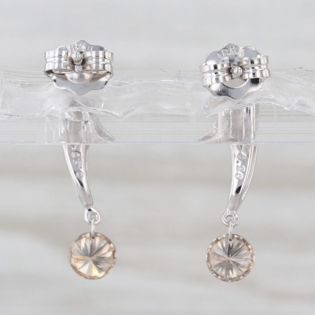 0.38ctw Champagne Diamond Solitaire Drop Earrings 18k White Gold