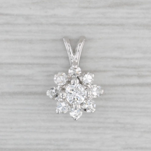 0.26ctw Diamond Flower Pendant 14k White Gold Small Drop