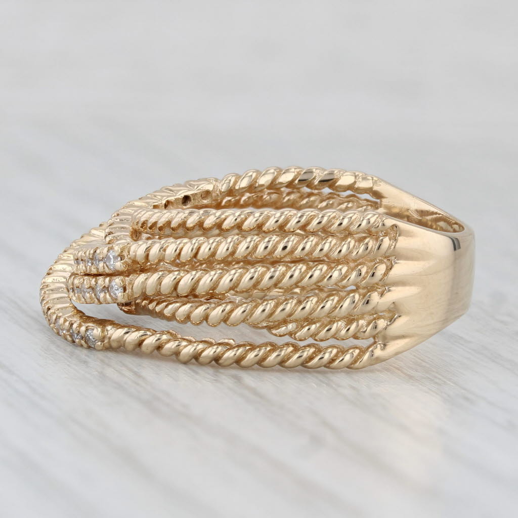 Light Gray Effy 0.20ctw Diamond Woven Multiband Rope Ring 14k Yellow Gold Size 9.5-9.75