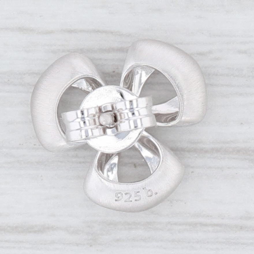 New Bastian Inverun Diamond Clover Earrings Sterling Silver 12701 Pierced Studs