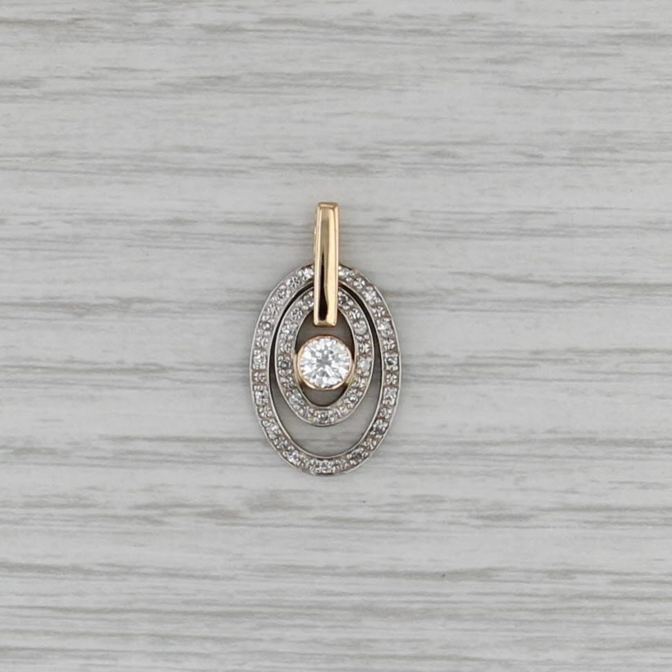0.42ctw Diamond Pendant 14k White Yellow Gold Interlocking Ovals