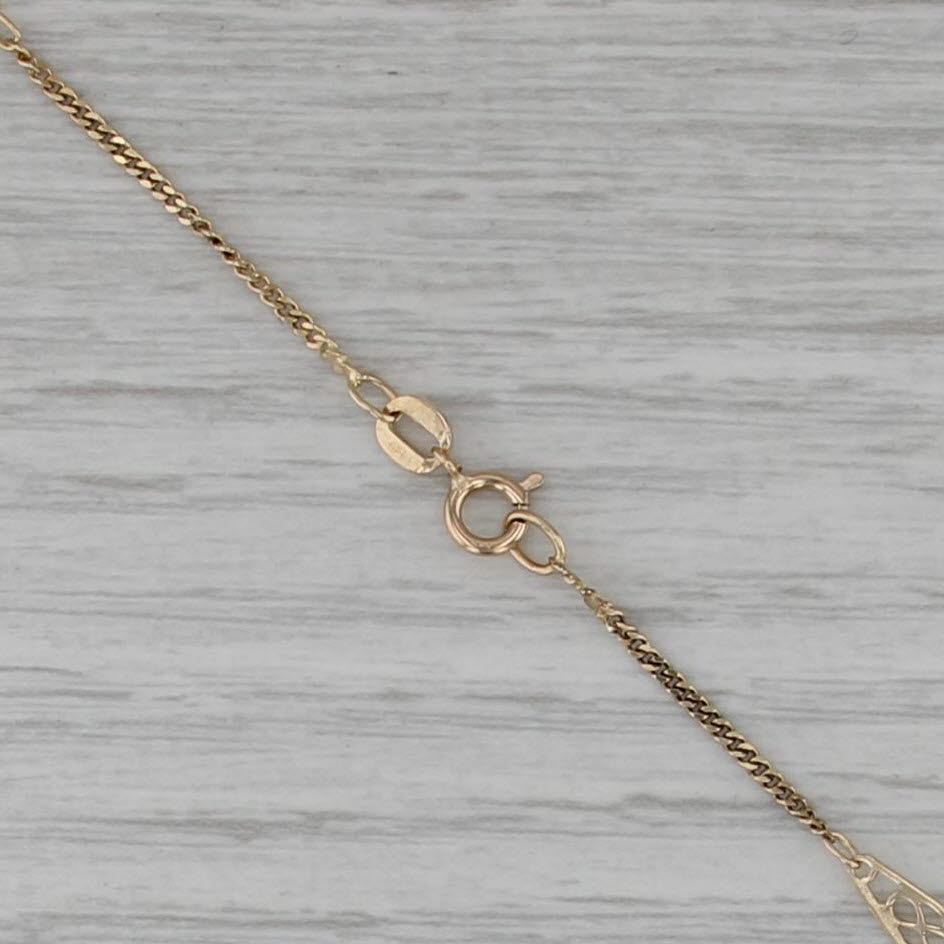 Vintage 18" Lace Station Curb Chain Necklace 14k Yellow Gold