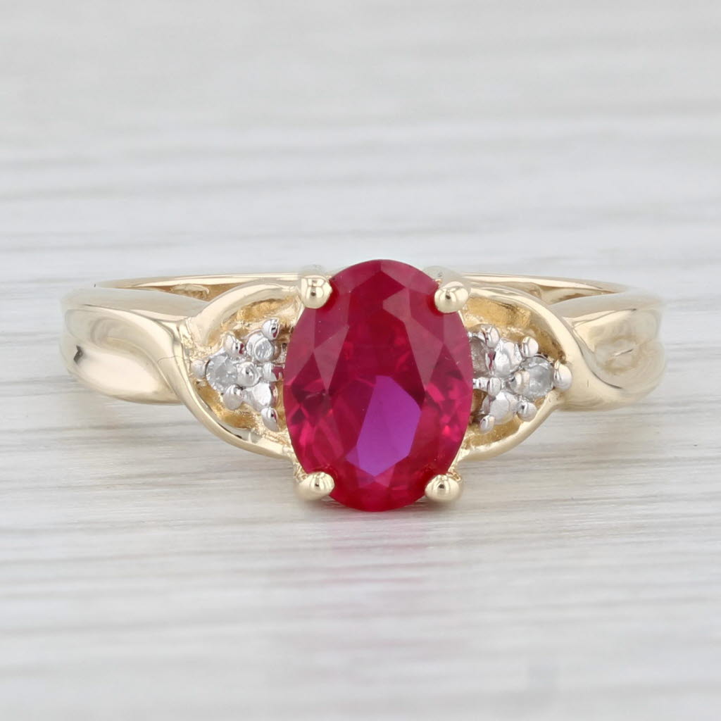 Light Gray 1.48ctw Oval Lab Created Ruby Diamonds 10k Yellow Gold Size 7