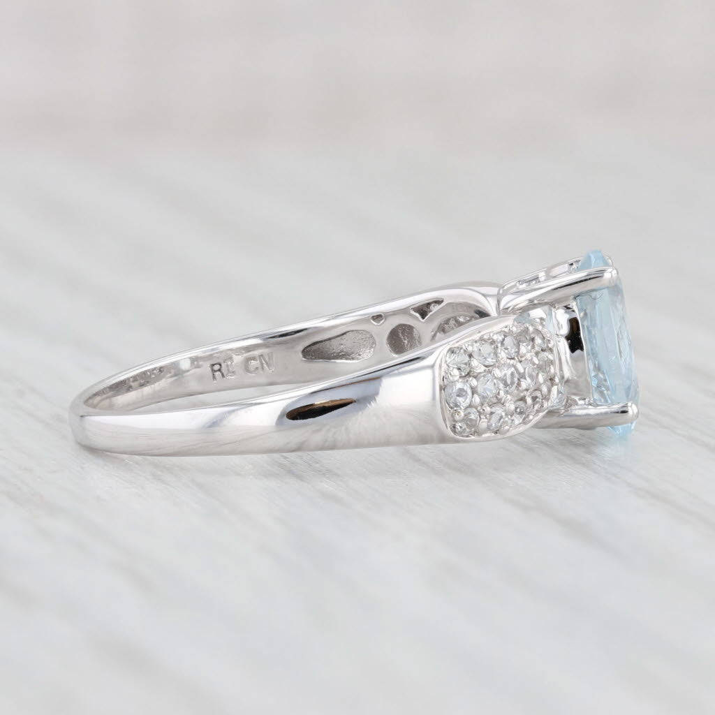 Light Gray 1.74ctw Oval Aquamarine Sapphire Ring 10k White Gold Size 8.25