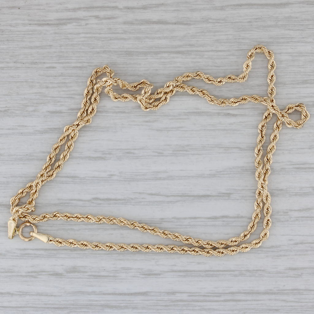 Gray Rope Chain Necklace 14k Yellow Gold 18" 2.1mm Italy