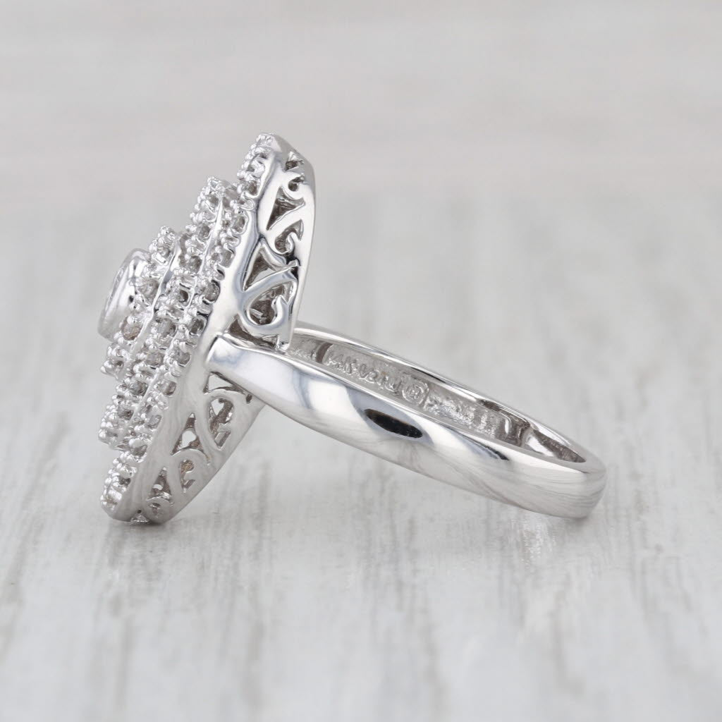 0.48ctw Diamond Halos Engagement Ring 14k White Gold Size 7.25