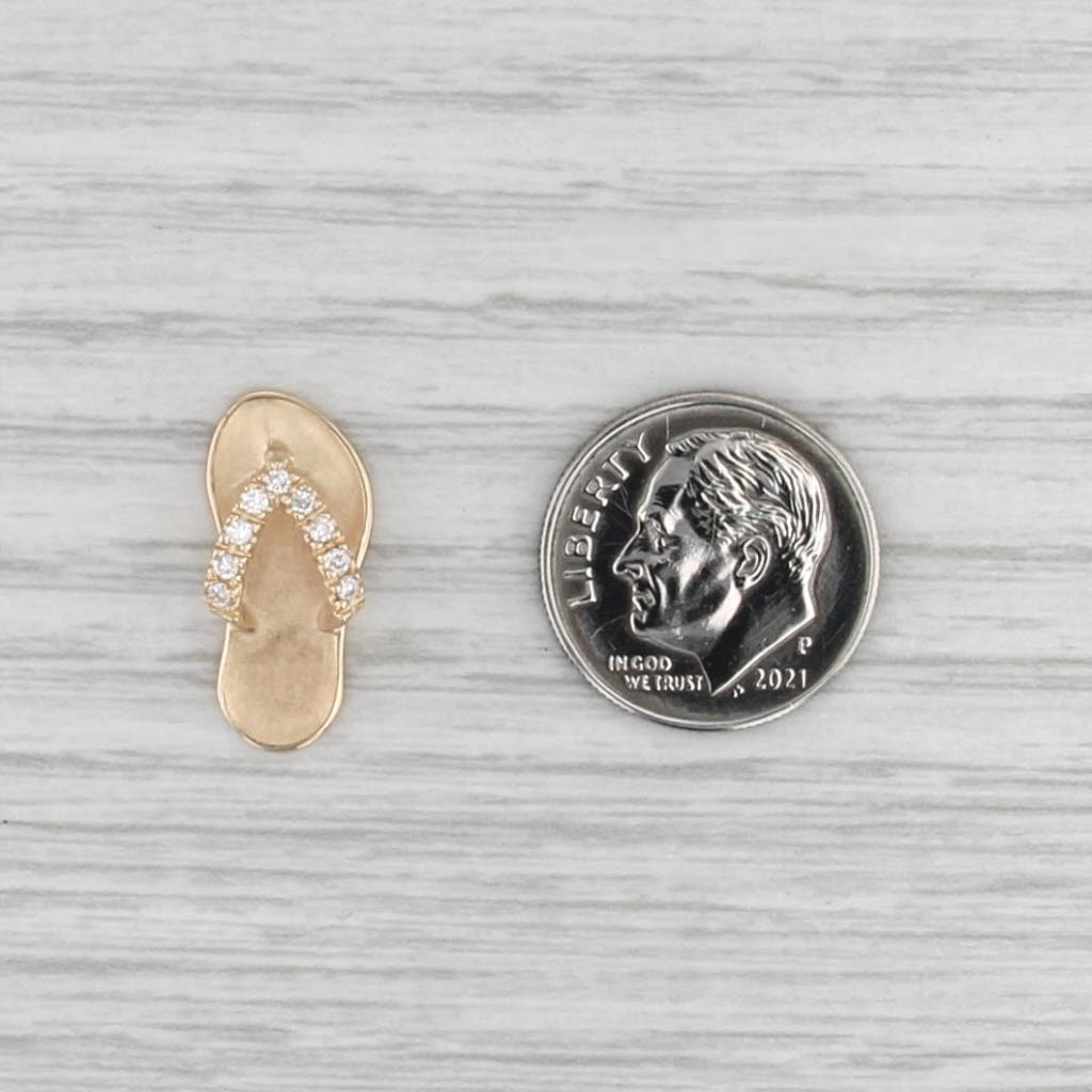 Na Hoku Flip Flop Pendant Diamond 14k Yellow Gold Hawaiian Charm