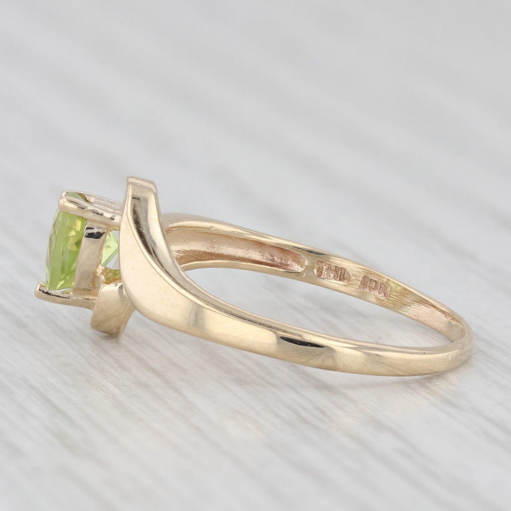 Light Gray 0.50ct Peridot Heart Bypass Ring 10k Yellow Gold Size 5.5 August Birthstone