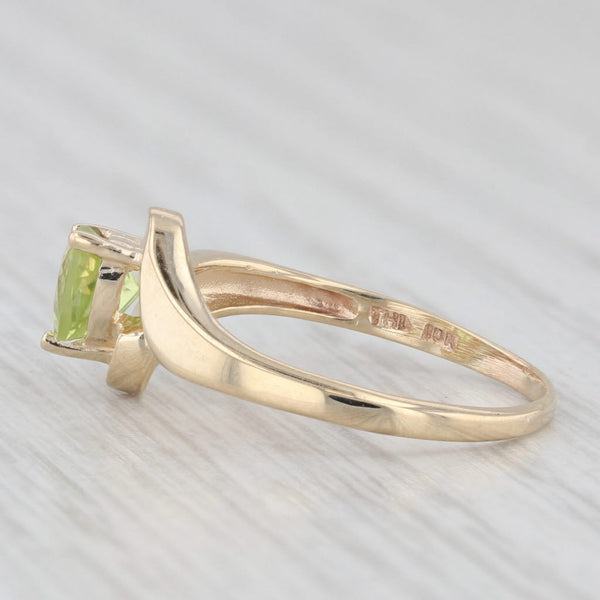 0.50ct Peridot Heart Bypass Ring 10k Yellow Gold Size 5.5 August Birthstone