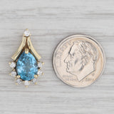 2.31ctw Blue Topaz Teardrop Diamond Pendant 14k Yellow Gold