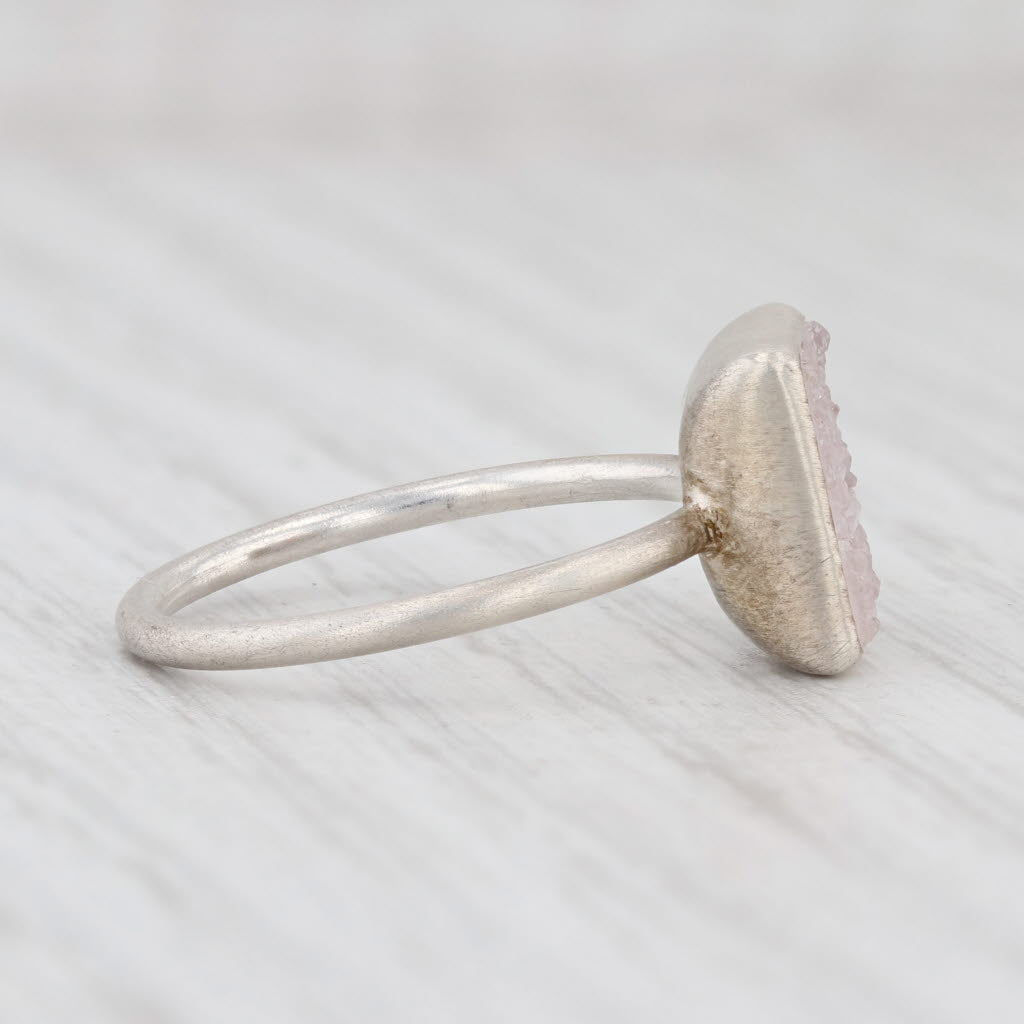 New Nina Wynn Ring Druzy White Quartz Sterling Silver Size 6.75 Statement