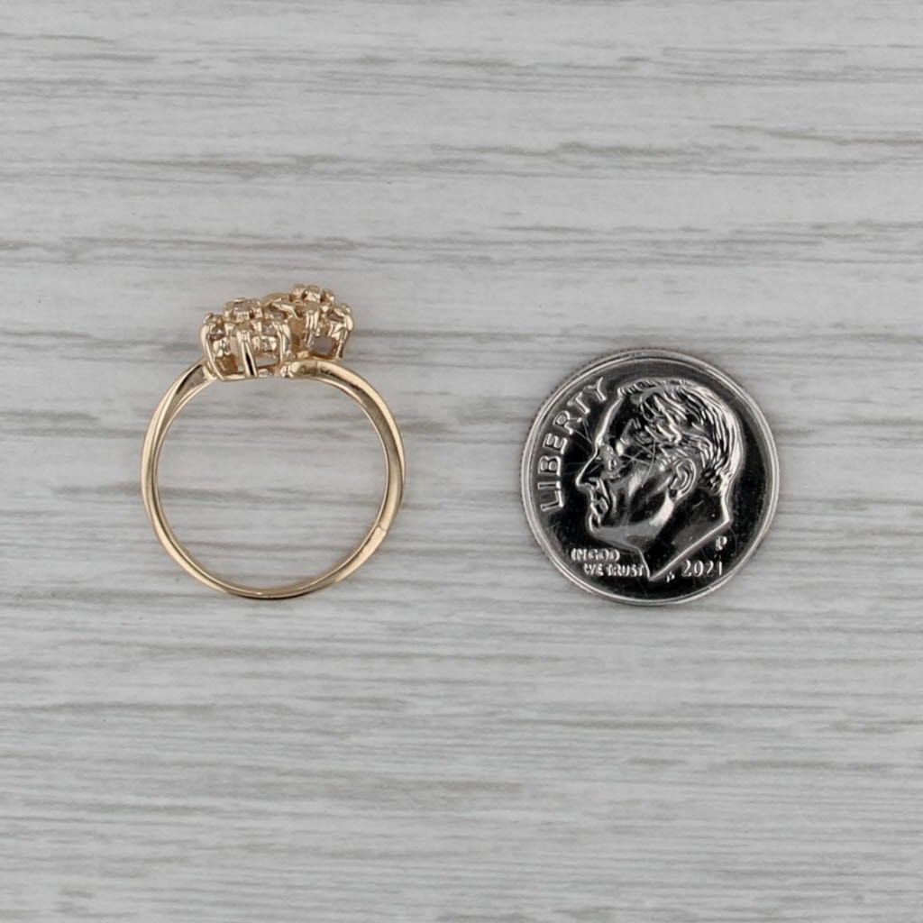 0.18ctw Diamond Flower Cluster Bypass Ring 14k Yellow Gold Size 4.75