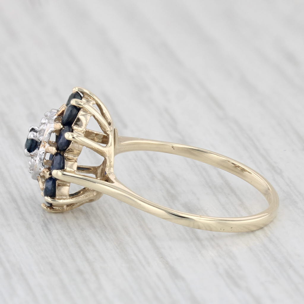 Light Gray 1ctw Blue Sapphire Diamond Ring 10k Yellow Gold Size 6