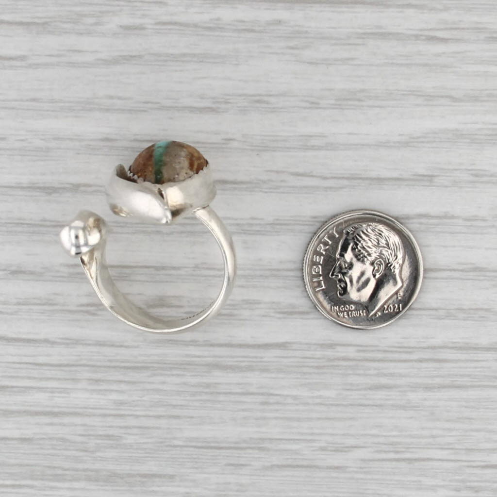 Dan Dye Turquoise Statement Ring Sterling Silver Size 8+ Adjustable