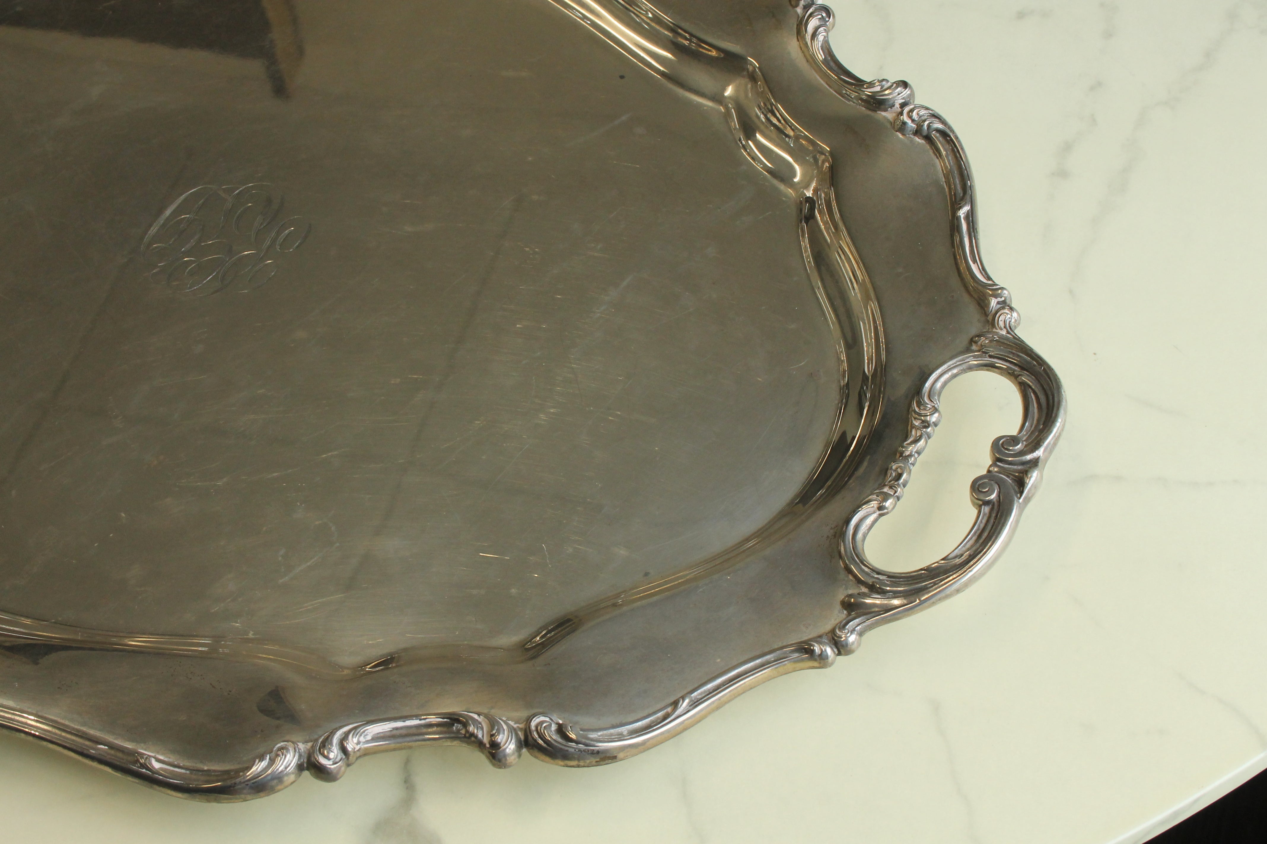 Dim Gray Reed & Barton Hampton Court Large Sterling Silver Serving Tray Platter 104.5 ozt