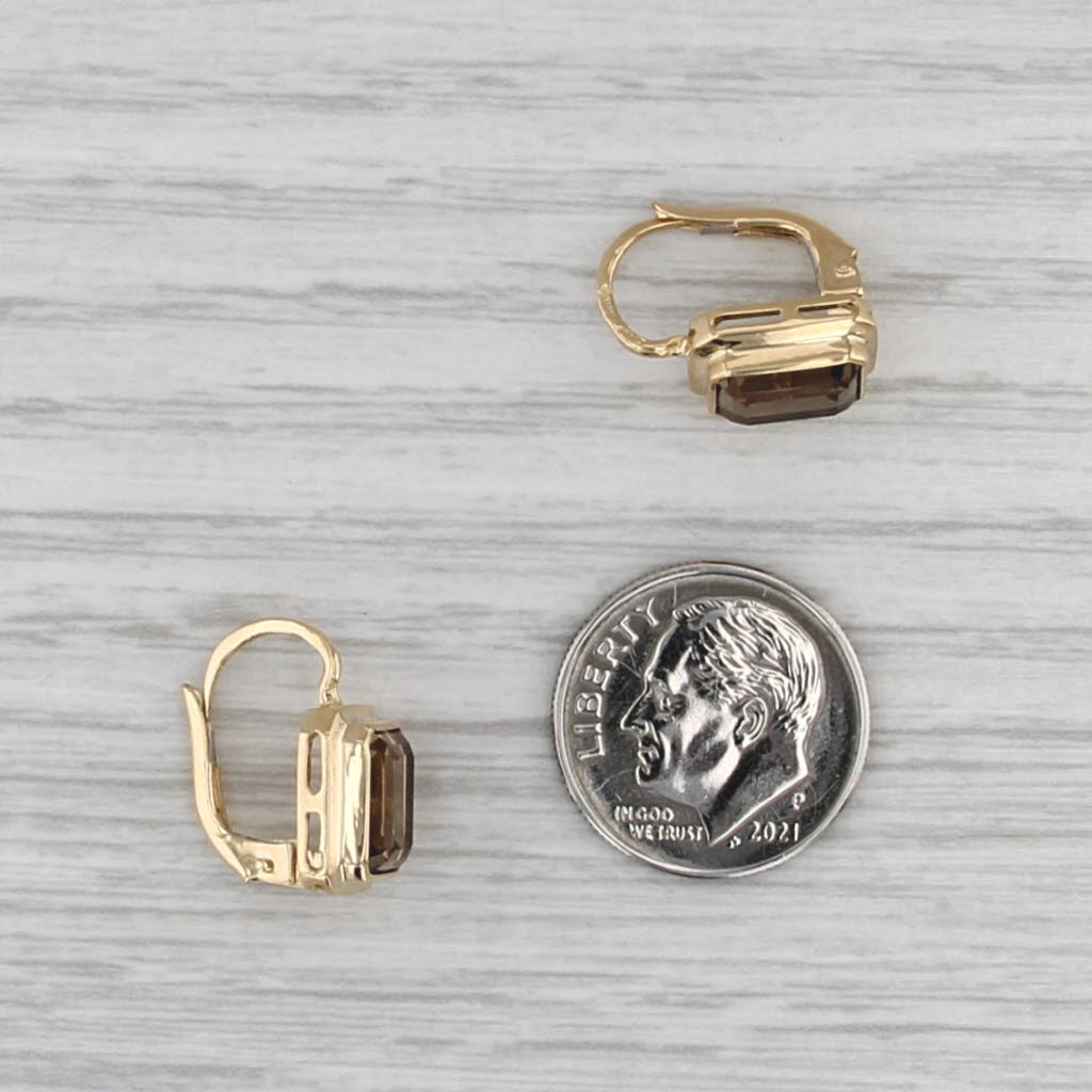 2.80ctw Smoky Quartz Drop Earrings 18k Yellow Gold Lever Backs