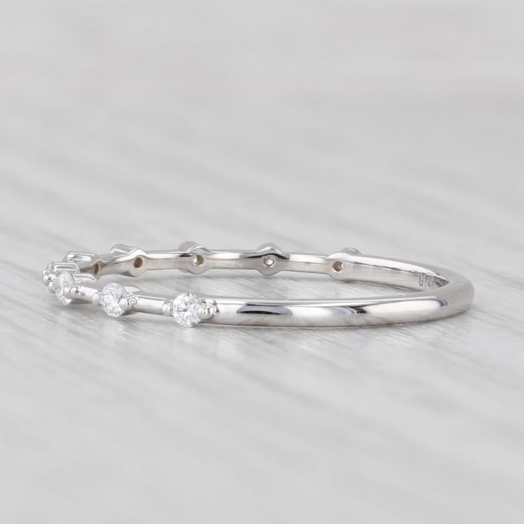 Light Gray New 0.13ctw Diamond Wedding Band 14k White Gold Stackable Anniversary Ring 6.75