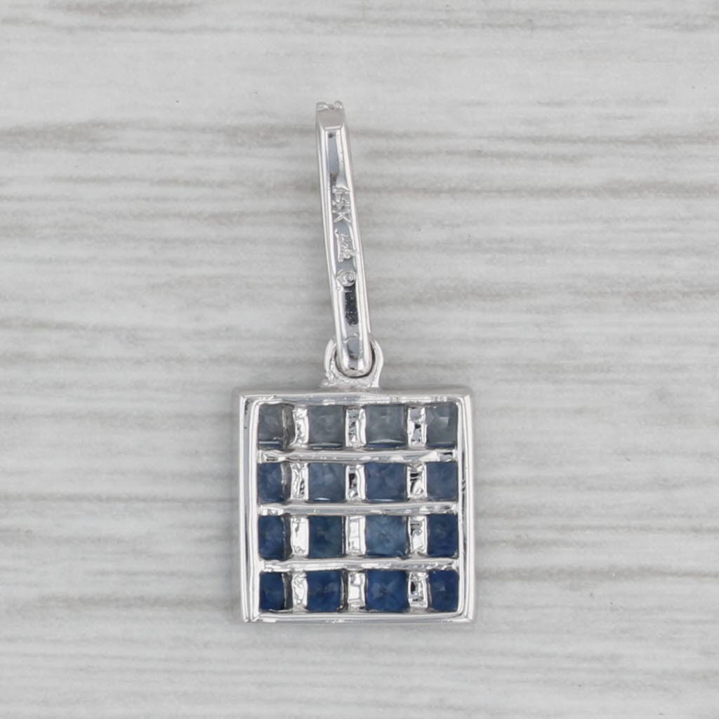 Gray 1ctw Shades of Blue Sapphire Diamond Pendant 14k White Gold