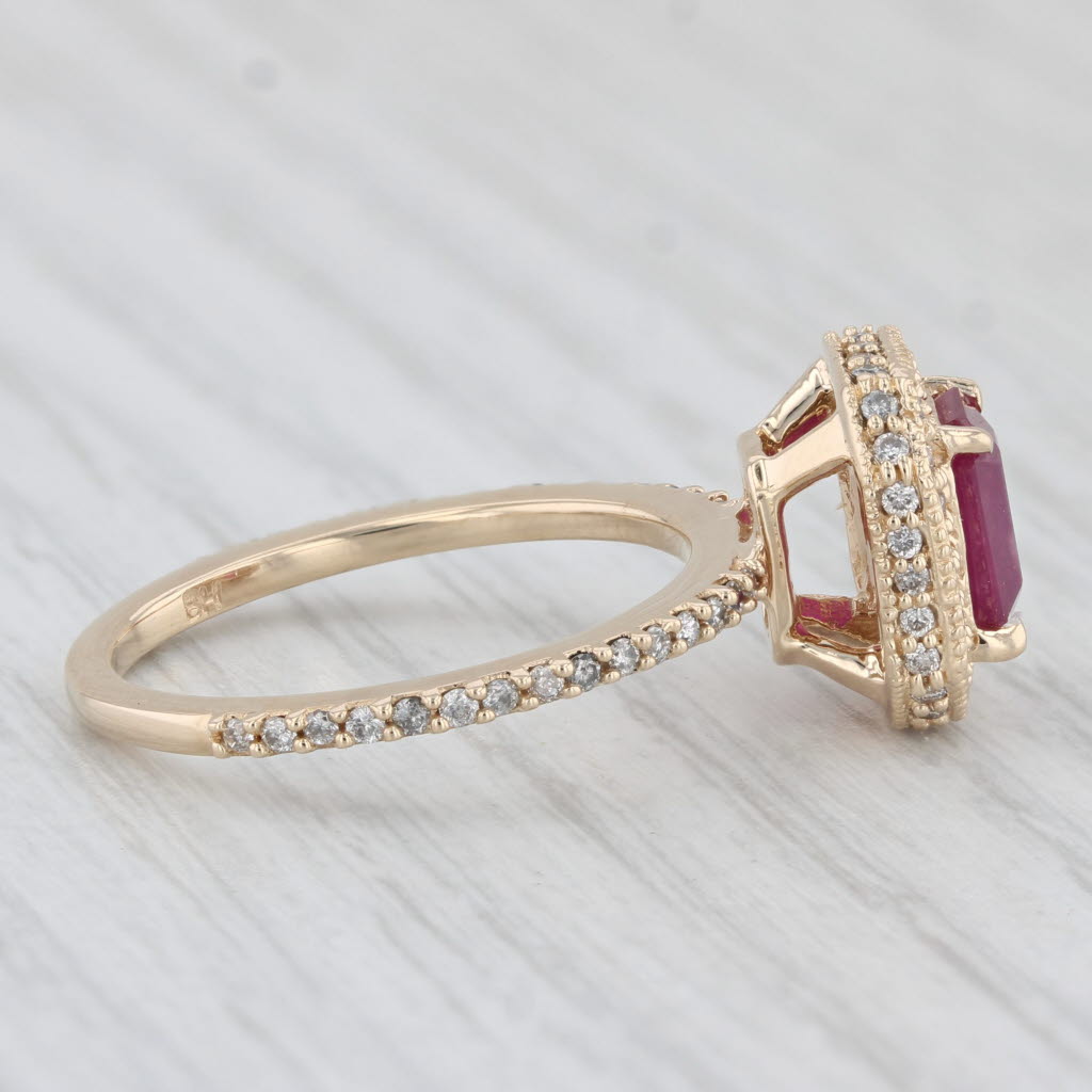 Light Gray 1.78ctw Ruby Diamond Halo Ring 14k Yellow Gold Size 7 Engagement