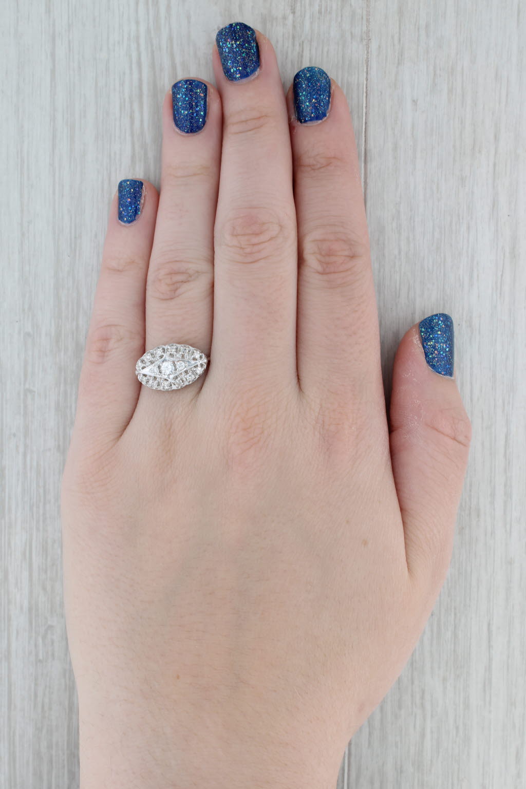 Gray 0.40ctw Diamond Vintage Princess Ring 14k White Gold Size 9.5